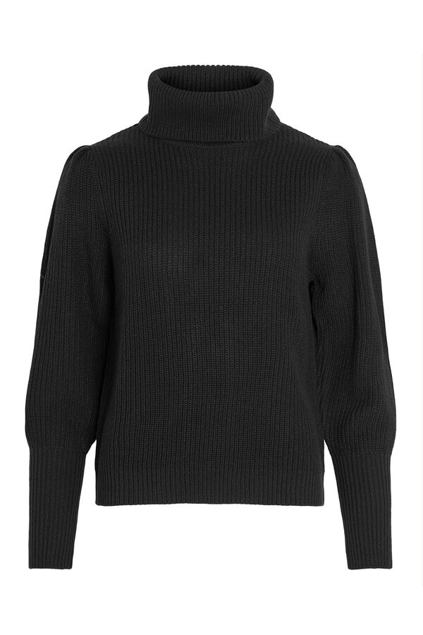 Vila Camisola de gola alta canelado Preto