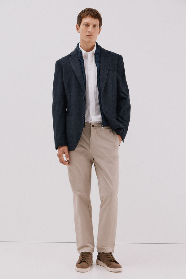 Cortefiel Wool blazer with removable lining Navy