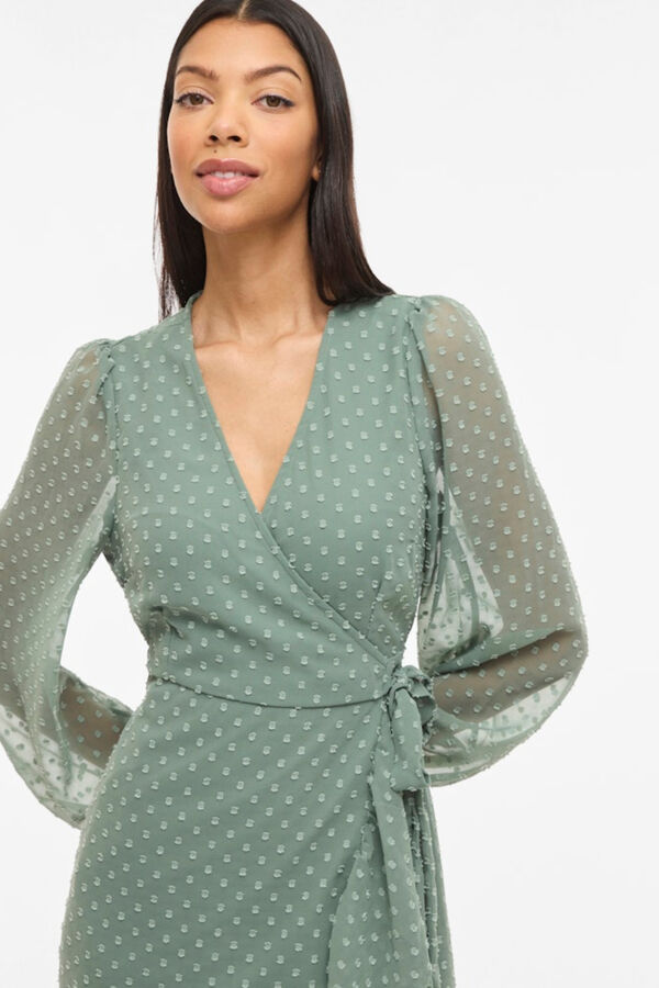 Vila Plumetis midi long dress Kaki