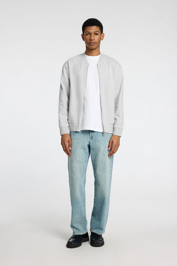 Selected Sweatshirt estilo bomber feito com algod&atilde;o org&acirc;nico Cinzento