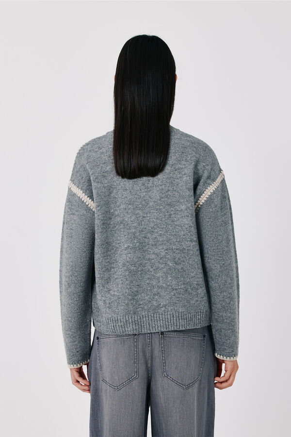 Cortefiel Perkins contrast jumper Grey
