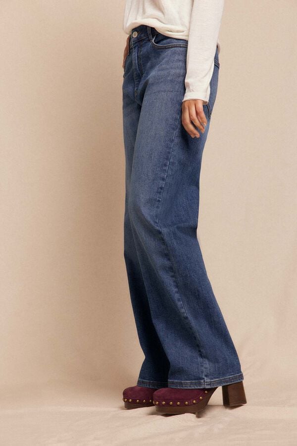 Slowlove Jeans with hem slit  Blue