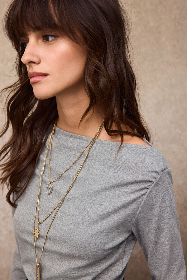 Slowlove Draped neckline top Grey