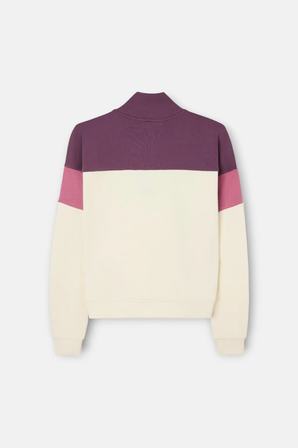 Silbon Tricolour button neck sweatshirt Pink