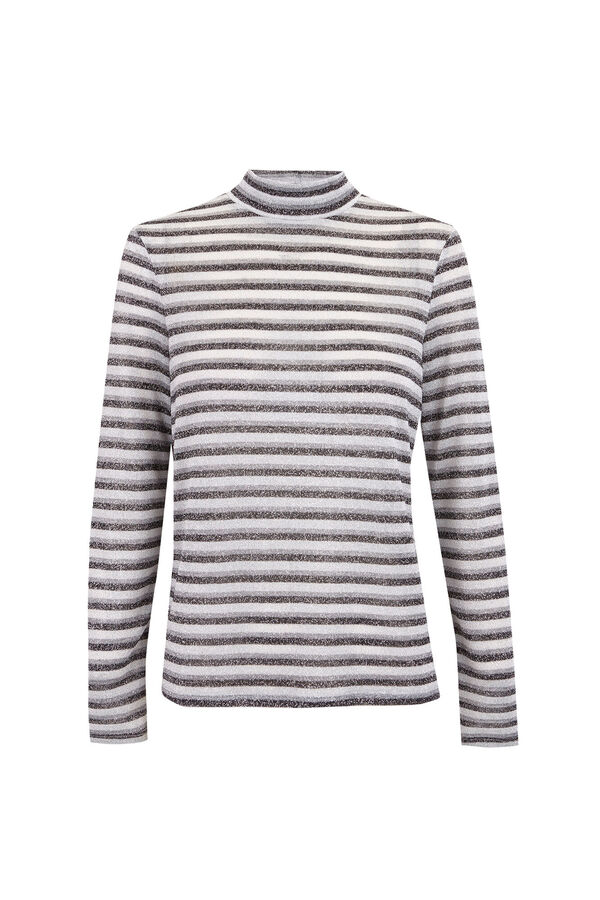 Slowlove Camiseta cuello alto rayas lurex Estampado gris