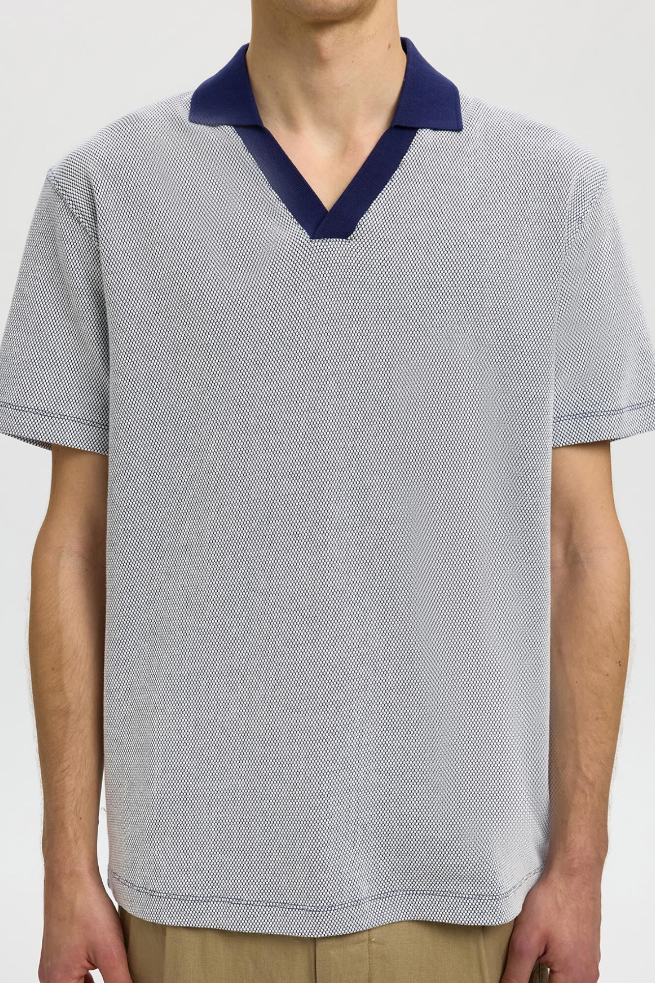 Selected Polo de manga corta con cuello abierto