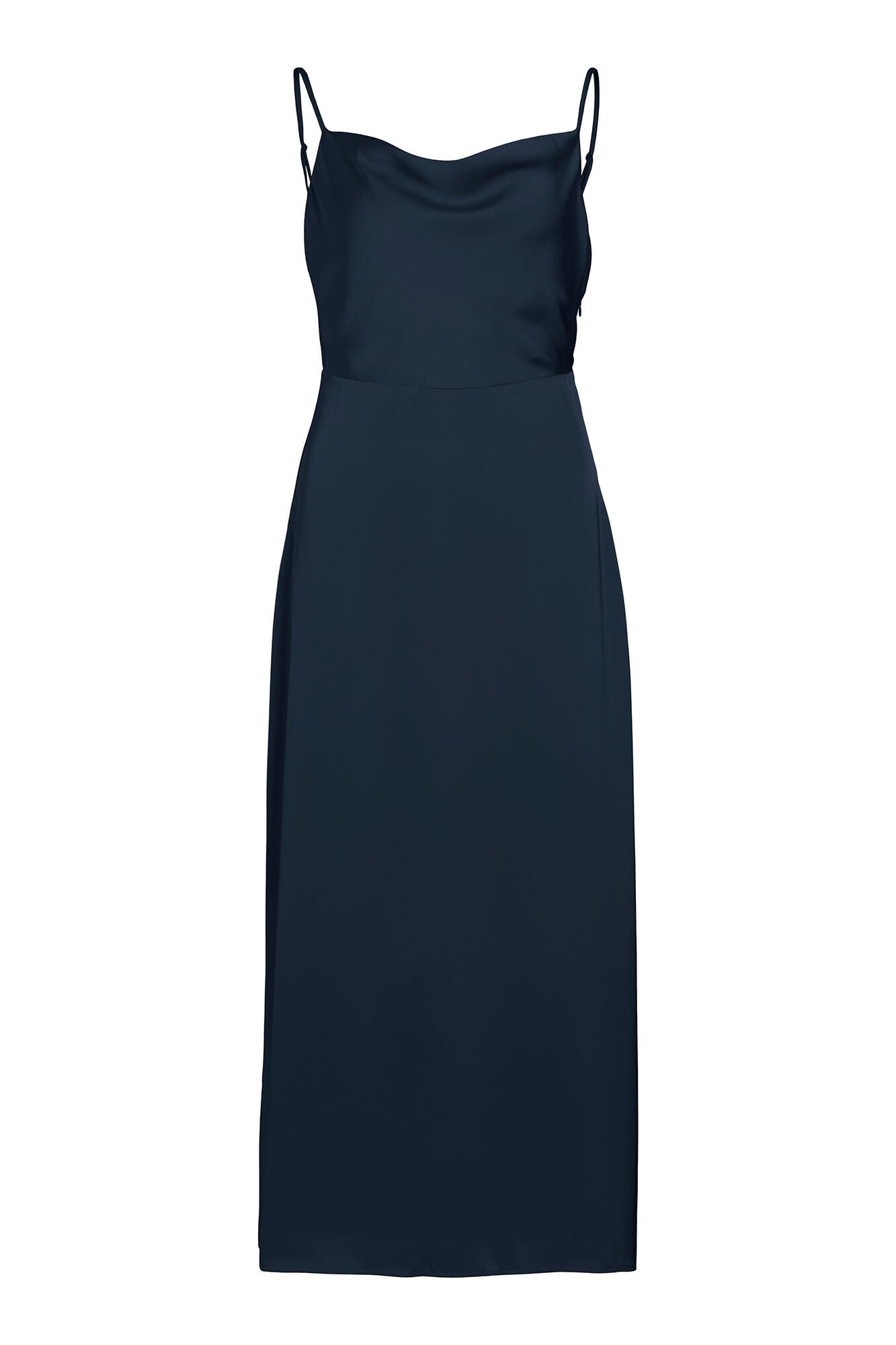 Vila Vestido comprido acetinado com decote drapeado