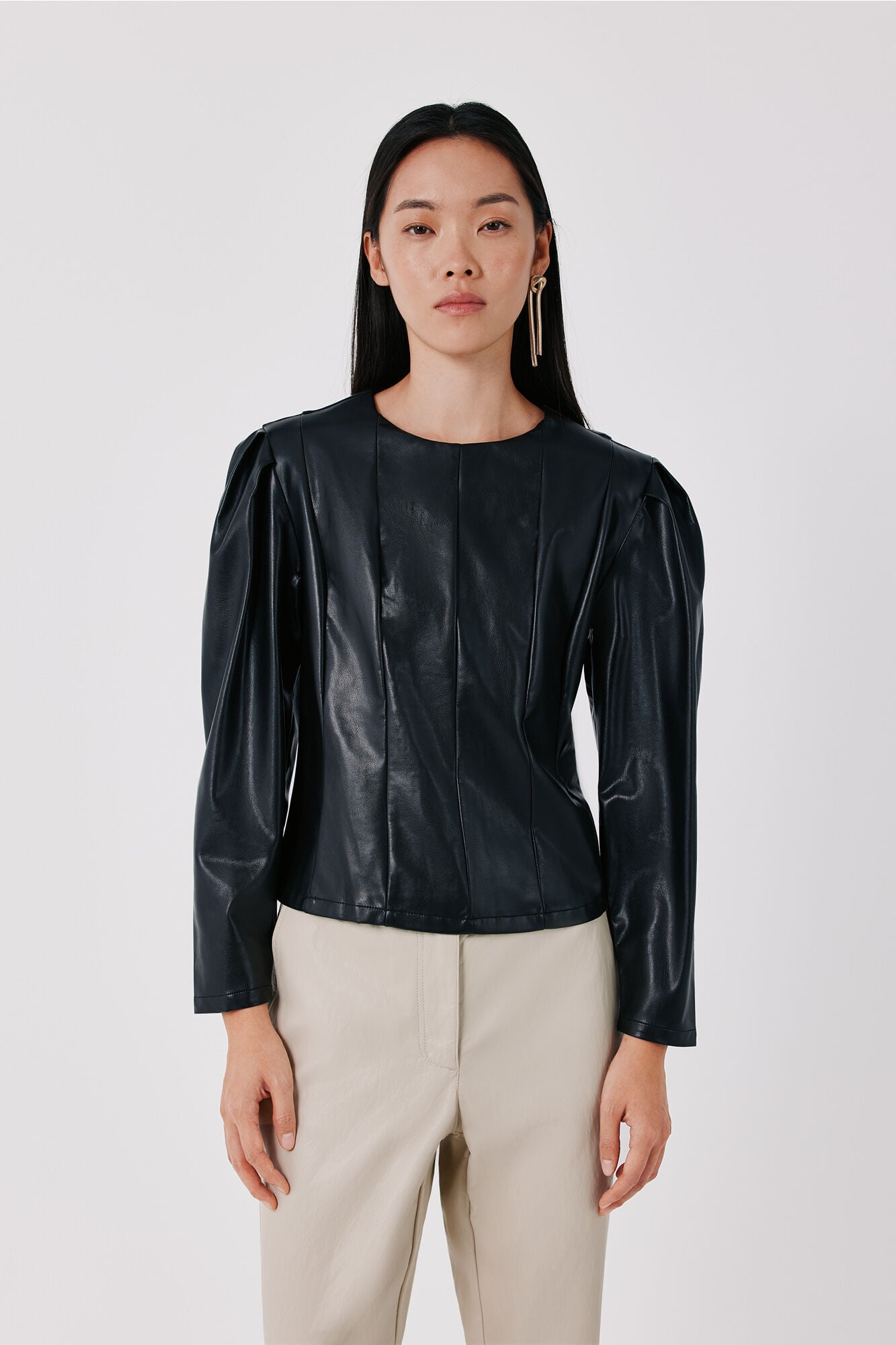 Cortefiel Faux leather effect top