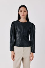 Cortefiel Faux leather effect top Black