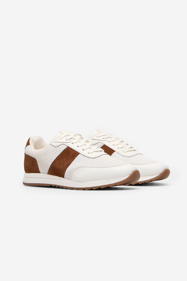 Cortefiel Leather fabric sneaker White