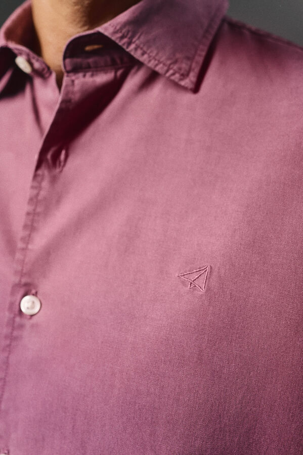 OOTO Plain twill tencel cotton shirt Maroon