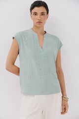 Cortefiel Camiseta de malha perfurada Verde