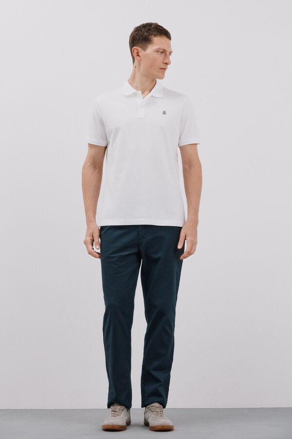 Cortefiel Essential slim fit piqué polo shirt White