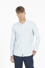 Cortefiel Camisa cuadros bicolor oxford Caqui