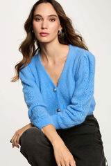 Morgan Casaco de malha slim fit com gola em V Azul