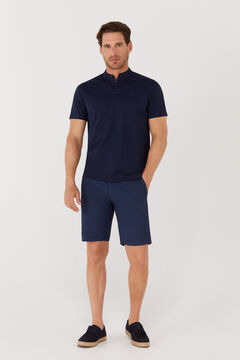 Cortefiel Micro-print Bermuda shorts Navy