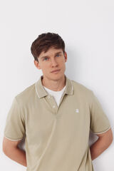 Cortefiel Coolmax&reg; jacquard collar polo shirt Beige