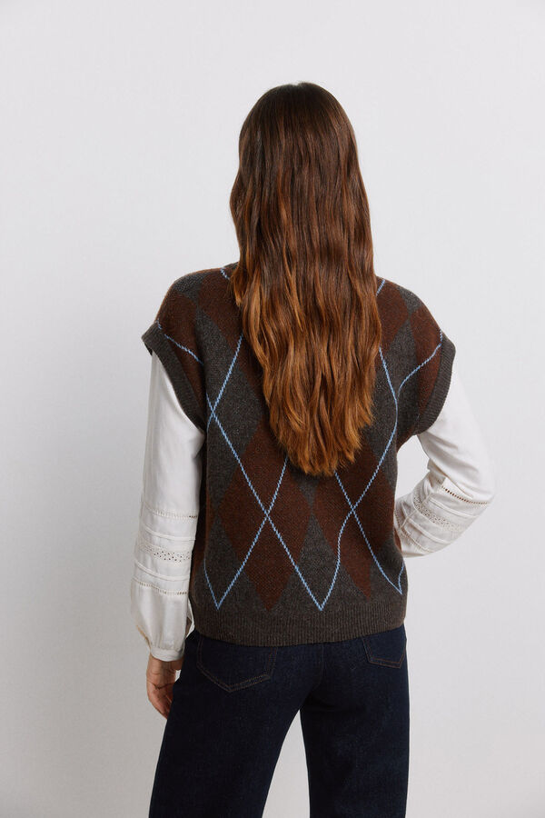 Vila V-neck knit gilet Dark brown