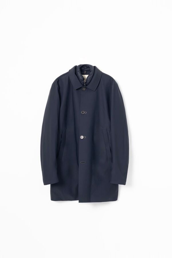 PuroEGO Gabardina com gola remov&iacute;vel Azul