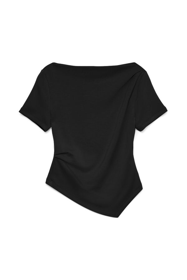 Vero Moda Top feminina assim&eacute;trica de manga curta Preto