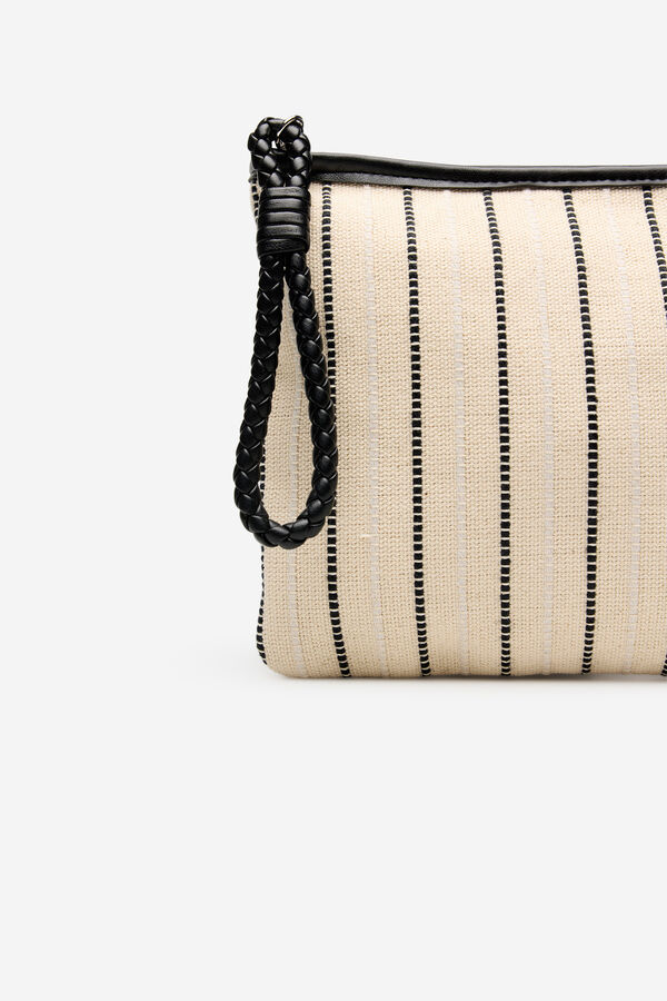 Cortefiel Striped pouch Printed white