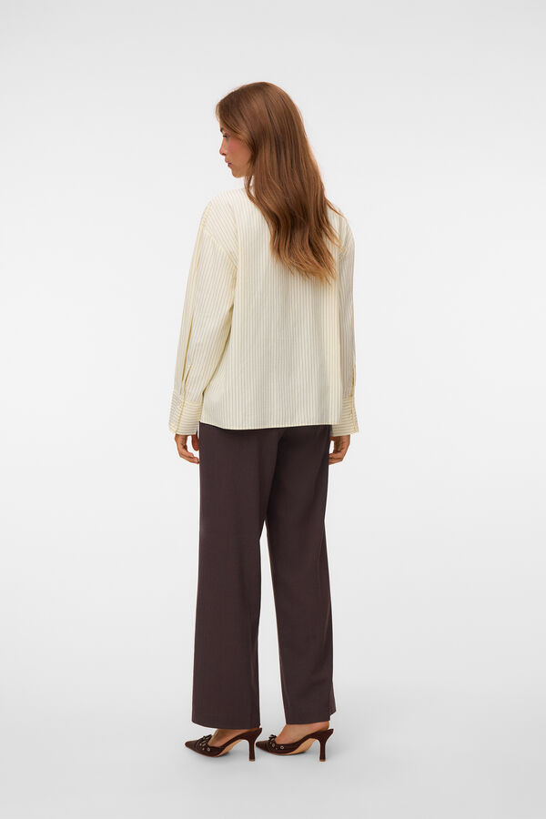 Vero Moda Blusa &agrave;s riscas com la&ccedil;o Tostado