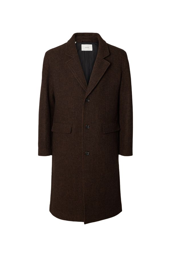 Selected Long wool coat Dark brown
