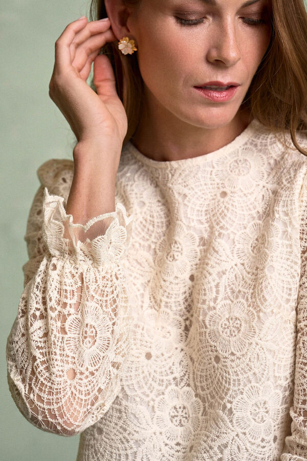Polín Et Moi Blusa de renda Ferrara Ecru