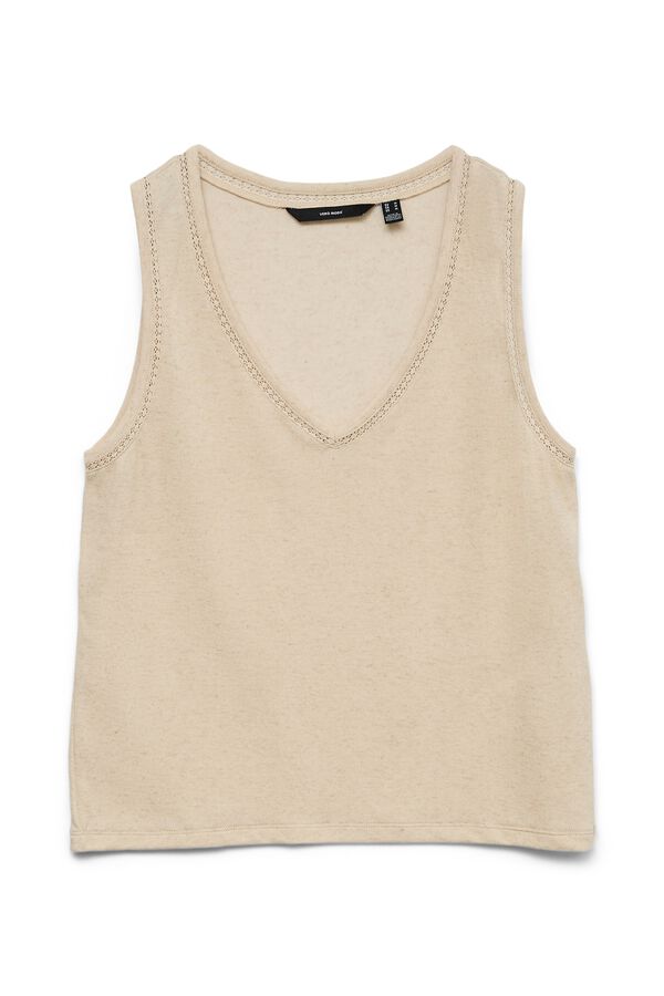 Vero Moda Top sem mangas com renda Tostado
