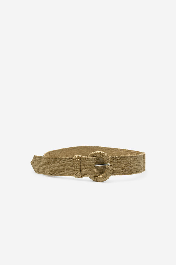 Cortefiel Elastic raffia belt Beige