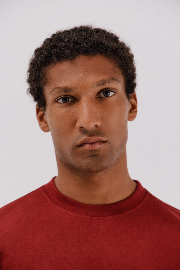Cortefiel Basic T-shirt Maroon