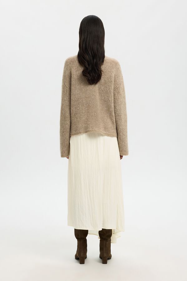 Selected Saia comprida em tecido com estrutura Branco