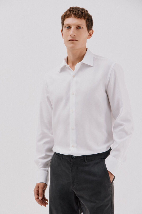 Cortefiel Easy-iron twill dress shirt White