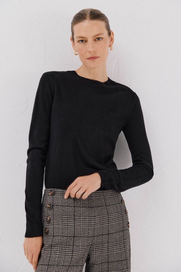 Cortefiel Basic boxy jersey Black