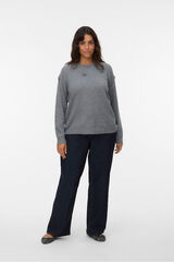 Vero Moda Curve Camisola de malha com gola redonda e curva Cinzento