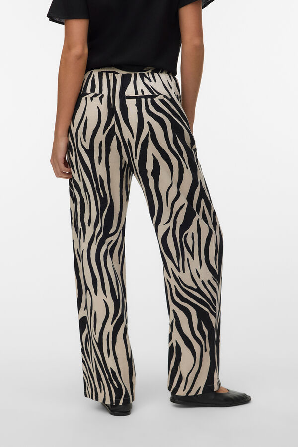 Vero Moda Cal&ccedil;a com cintura el&aacute;stica de linho Impress&atilde;o