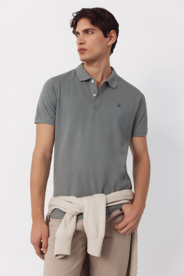 Cortefiel Piqu&eacute; basic slim polo shirt Kaki