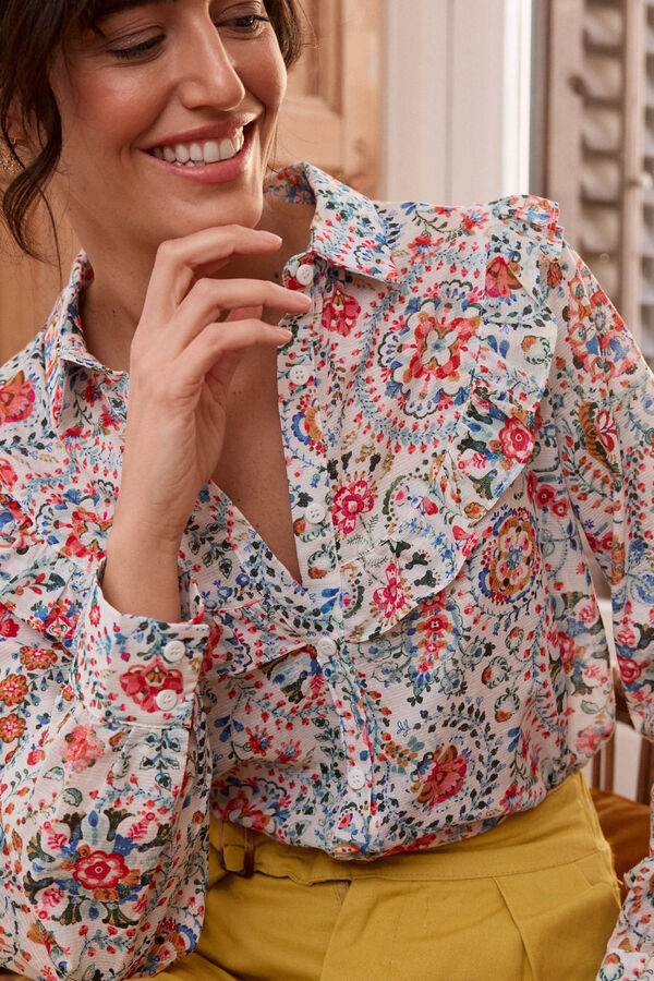 Cortefiel Volamia blouse with ruffle  Multicolour