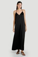 Vila Long lace strap dress Black