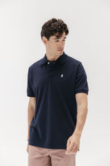 elPulpo Polo lavado bordado a contraste Azul marino
