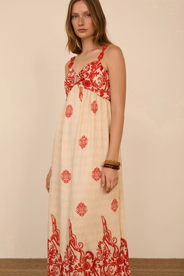 Meisie Printed long dress Printed white