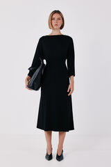 Cortefiel Pleated dress Black