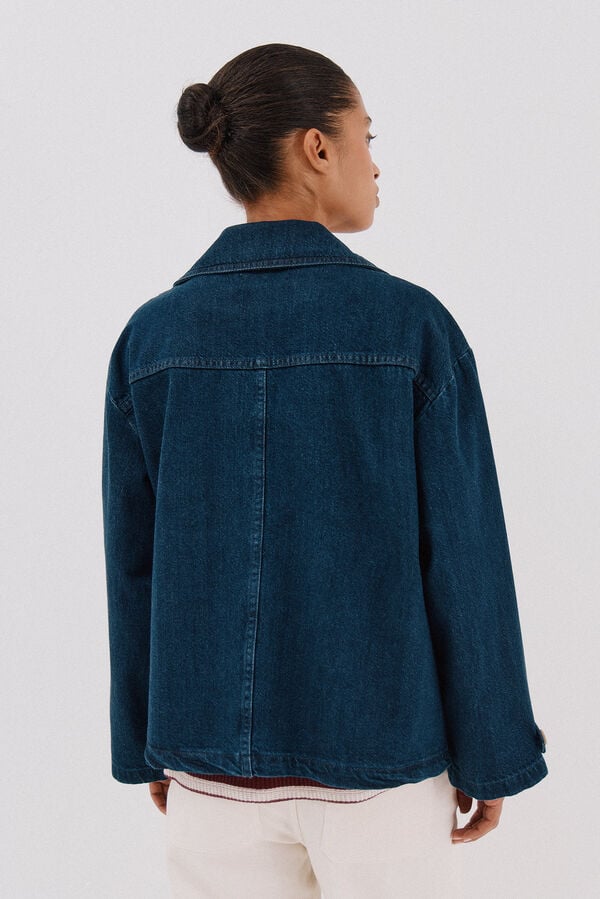 Cortefiel Short denim trench coat Navy