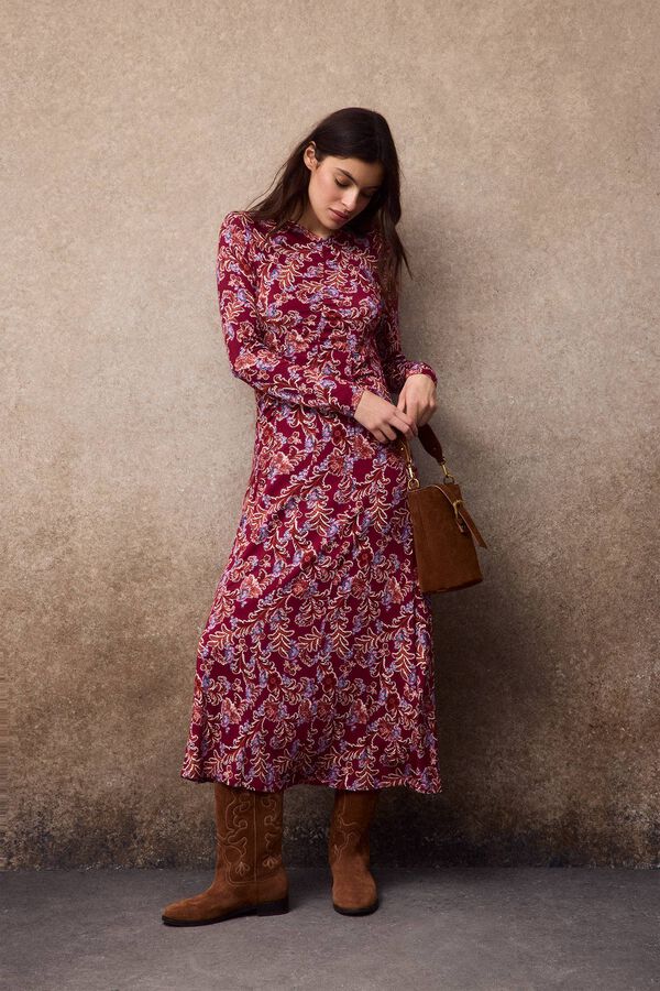 Slowlove Vestido estampado com franzidos Vermelho