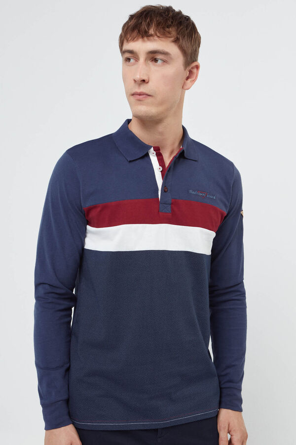 Privata Polo de algod&oacute;n de manga larga Azul