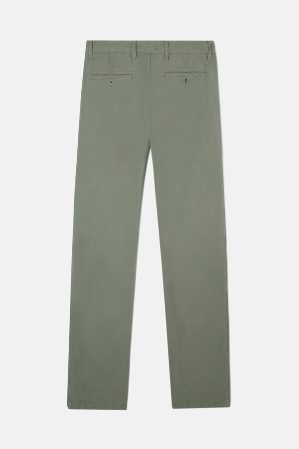 Silbon Calça esportiva plissada de linho calças chino Verde