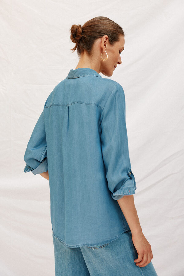 Cortefiel  tencel denim shirt Blue