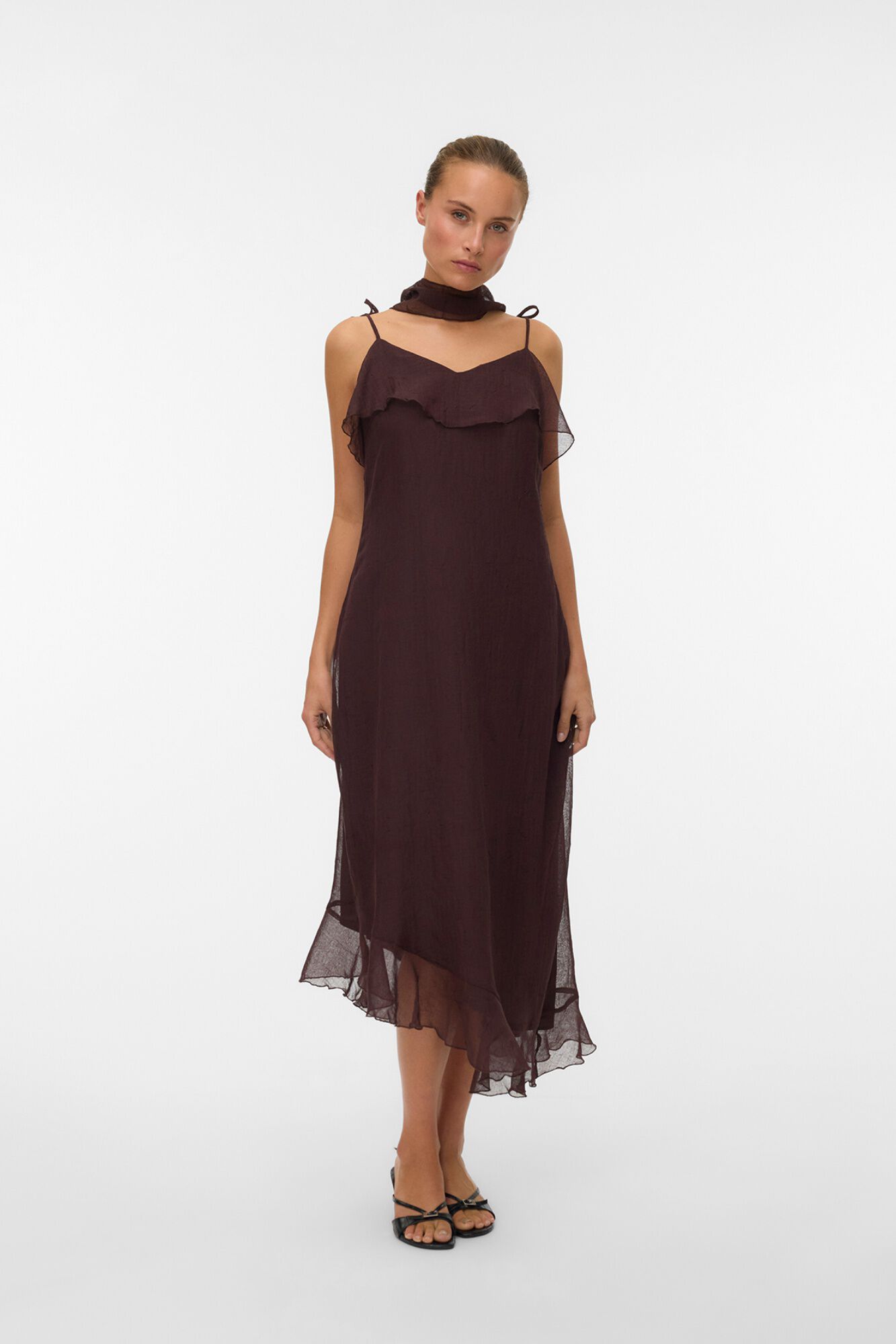 Vero Moda Vestido midi de al&ccedil;as com folho