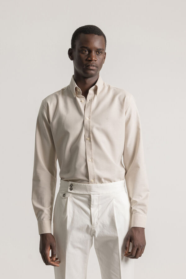 PuroEGO Slim fit Oxford shirt Beige