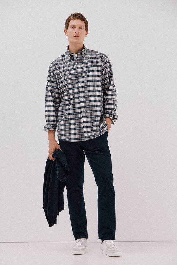 Cortefiel Plaid oxford shirt Navy